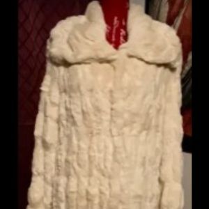 Fabulous furs by Donna Sayler cream mink faux fur coat mob wife sz med